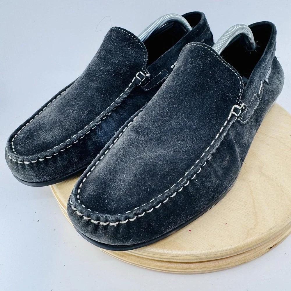 Mephisto Cool-Air Loafers Mens 9.5 Charcoal  Suede Moc Toe Comfort Driving Shoes